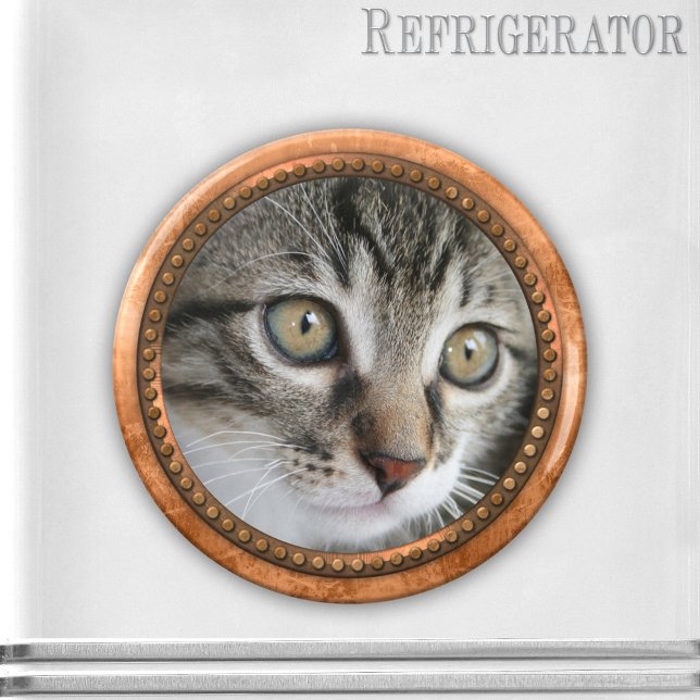 Modern Rose Gold Metallic Photo Frame Magnet (Magnet with a rose gold metallic style frame and your own favorite cat or other photo)