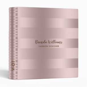 Modern Rose-gold Metallic Stripes Pattern Binder