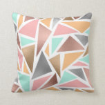 Modern Rose Gold Mint Metallic Triangles Geometric Throw Pillow<br><div class="desc">This modern, girly, and trendy geometric design is inspired by current fashion trends, combining metallic with geo prints and popular colour schemes. It features faux printed rose gold, gold, silver, mint teal green, medium pink, and golden yellow triangles on a simple white background. This is the perfect design to exude...</div>