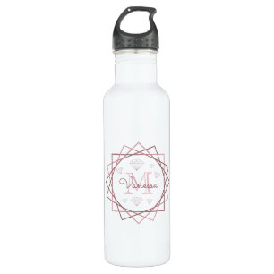Modern Rose Gold Monogram Geometric 710 Ml Water Bottle