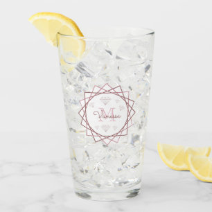 Modern Rose Gold Monogram Geometric v2 Glass