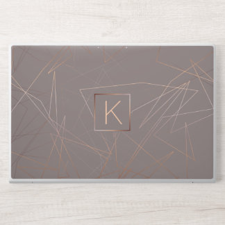 Modern Rose Gold Monogram HP Laptop Skin