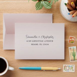 Modern Rose Gold Monogram Wedding RSVP  Envelope