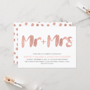 Modern Rose Gold Mr. and Mrs. Wedding Invitation