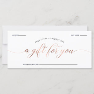 Modern Rose Gold & Navy Blue Gift Certificate