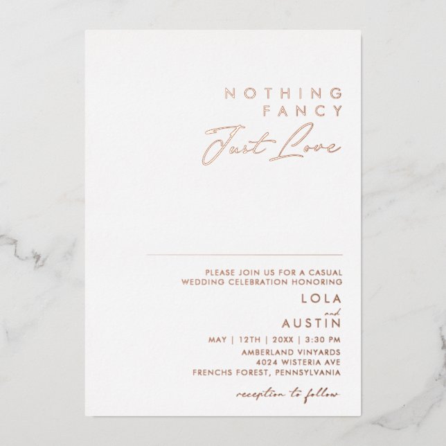 Modern | Rose Gold Nothing Fancy Just Love Real (Front)