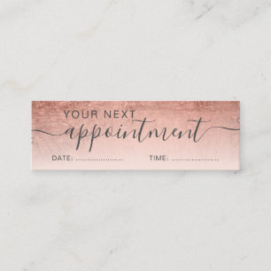 Modern rose gold ombre foil blush appointment mini business card