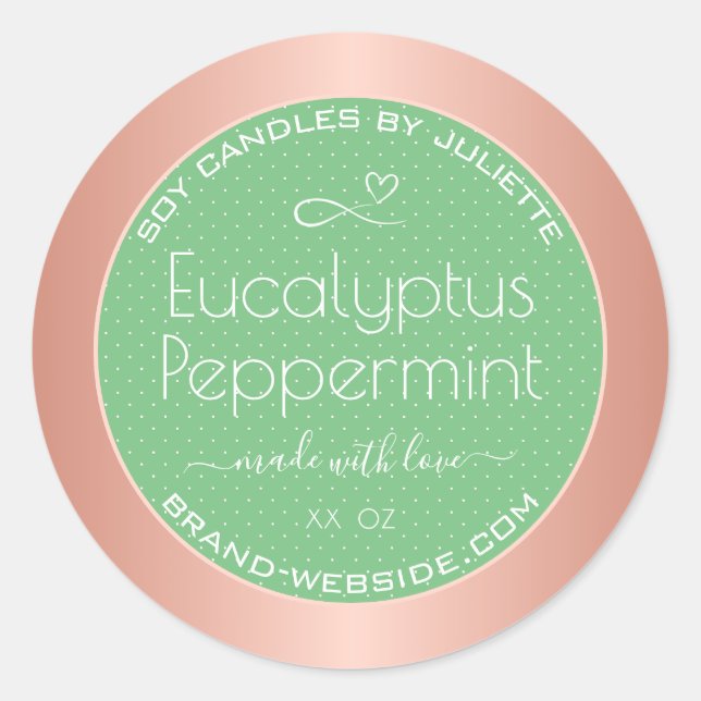 Modern Rose Gold Packaging Labels Light Green Mint (Front)