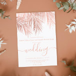 Modern rose gold palm tree elegant script wedding invitation<br><div class="desc">Modern simple faux rose gold palm tree watercolor with simple typography,  a trendy and tropical wedding theme on palm tree leaf.</div>