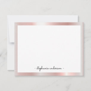 Modern Rose Gold Personalized Stationery Card