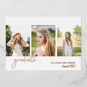 Modern Rose Gold Photo Collage Graduation