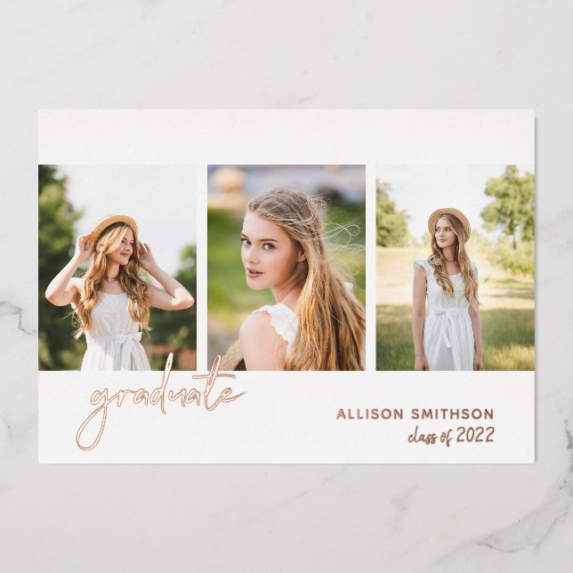 Modern Rose Gold Photo Collage Graduation (Front)