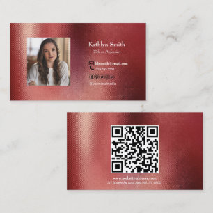 Modern Rose Gold Photo QR Code Professional Business Card