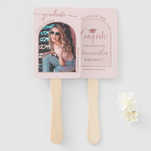Modern Rose Gold Pink Arch Picture Graduation Hand Fan