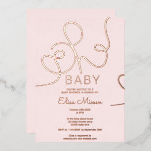 Modern rose gold pink calligraphy Oh baby shower