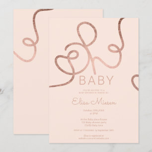 Modern rose gold pink calligraphy Oh baby shower Invitation
