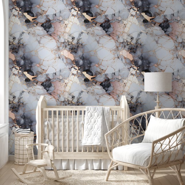 Modern Rose Gold Pink Marble  Wallpaper (Kids)