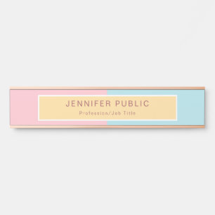 Modern Rose Gold Pink Yellow Blue Template Elegant Door Sign