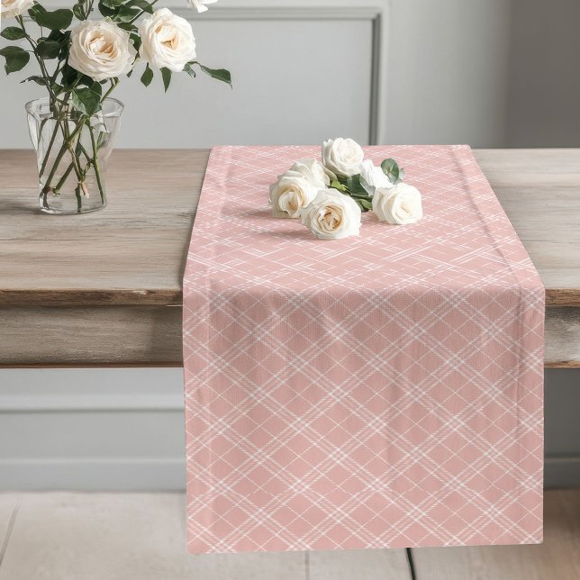 Modern Rose Gold Plaid Table Runner Home Decor (Modern Rose Gold Plaid Table Runner Home Decor)