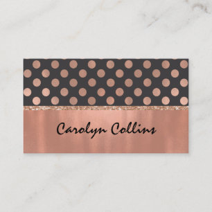 Modern Rose Gold Polka Dot Business Card