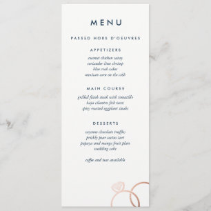 Modern Rose Gold Rings Custom Wedding Menu