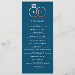 Modern Rose Gold Rings Custom Wedding Program