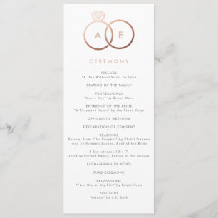 Modern Rose Gold Rings Custom Wedding Program