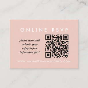 Modern Rose Gold Rings Wedding Online QR Code RSVP Enclosure Card
