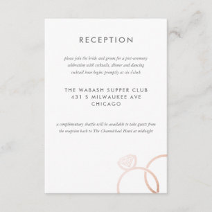 Modern Rose Gold Rings Wedding Reception Card