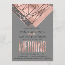 Modern Rose Gold Rose Gold Grey Geometric Wedding