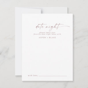 Modern Rose Gold Script Date Night Idea Advice Card