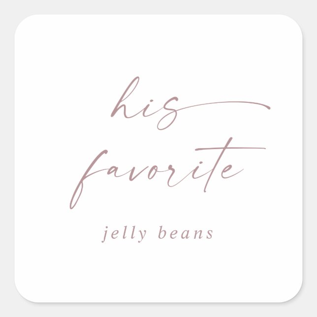 Modern Rose Gold Script His Favourite Wedding Favo Square Sticker (Front)