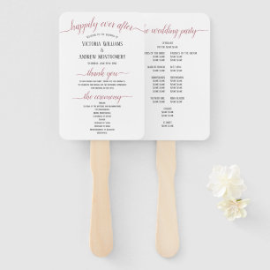 Modern Rose Gold Script Minimal Wedding Program Hand Fan