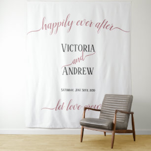Modern Rose Gold Script Minimal Wedding Tapestry
