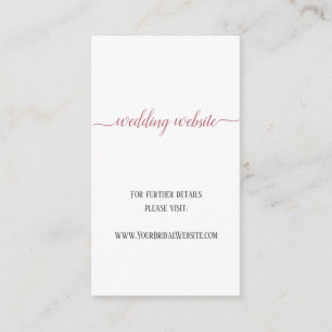 Modern Rose Gold Script Minimal Wedding Website Enclosure Card