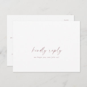 Modern Rose Gold Script Song Request RSVP Postcard