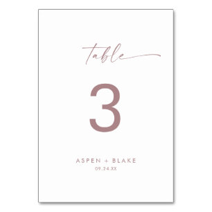 Modern Rose Gold Script Table Number
