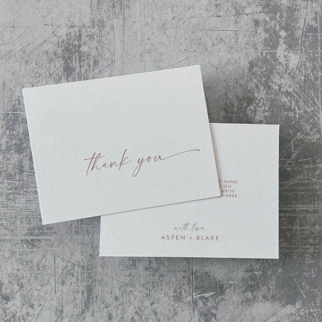 Modern Rose Gold Script Thank You Card (Creator Uploaded)