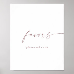 Modern Rose Gold Script Wedding Favours Sign