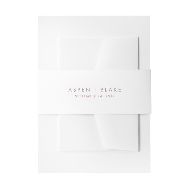 Modern Rose Gold Script Wedding Invitation Belly Band (Front Example)