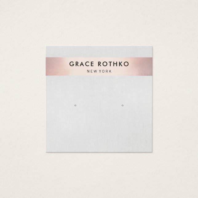 Modern Rose Gold Stripe Studs Earring Display (Front)