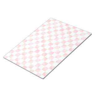 Modern Rose Gold Strokes Chequered White Pattern Notepad