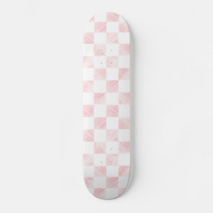 Modern Rose Gold Strokes Chequered White Pattern Skateboard