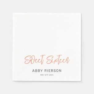 Modern Rose Gold Sweet Sixteen Custom Name Napkin
