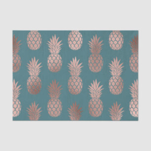 Modern Rose Gold Teal Green Pineapple Pattern Tissue Paper