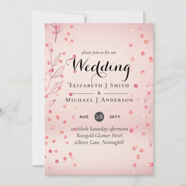 Modern Rose Gold Trendy Budget Wedding (Front)