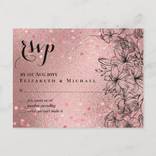 Modern Rose Gold Trendy Budget Wedding Postcard