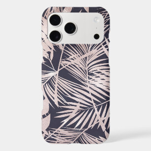 Modern Rose Gold Tropical Leaves Pattern