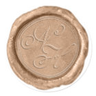 Modern Rose Gold Wax Seal Monogram Wedding Sticker