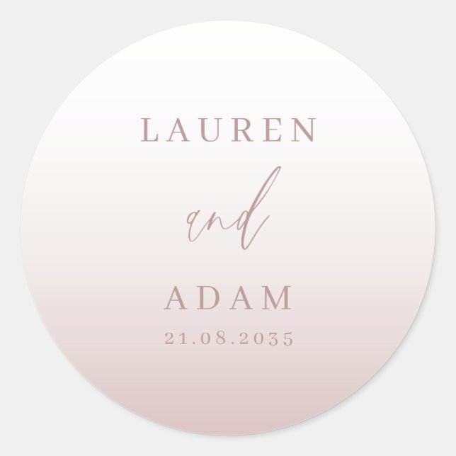 Modern Rose Gold Wedding Monogram  Classic Round Sticker (Front)